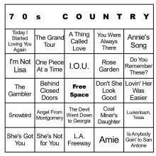 Bangin' Meats CardTunz 100 musikbingokort tryckta och laminerade Mnga musiktyper tillgngliga (70-talsland)