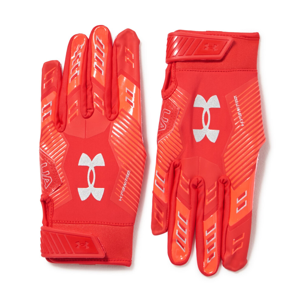 Under Armour Men's F9 Nitro Football Gloves (600) Red/Beta/Metallic Silver Medium