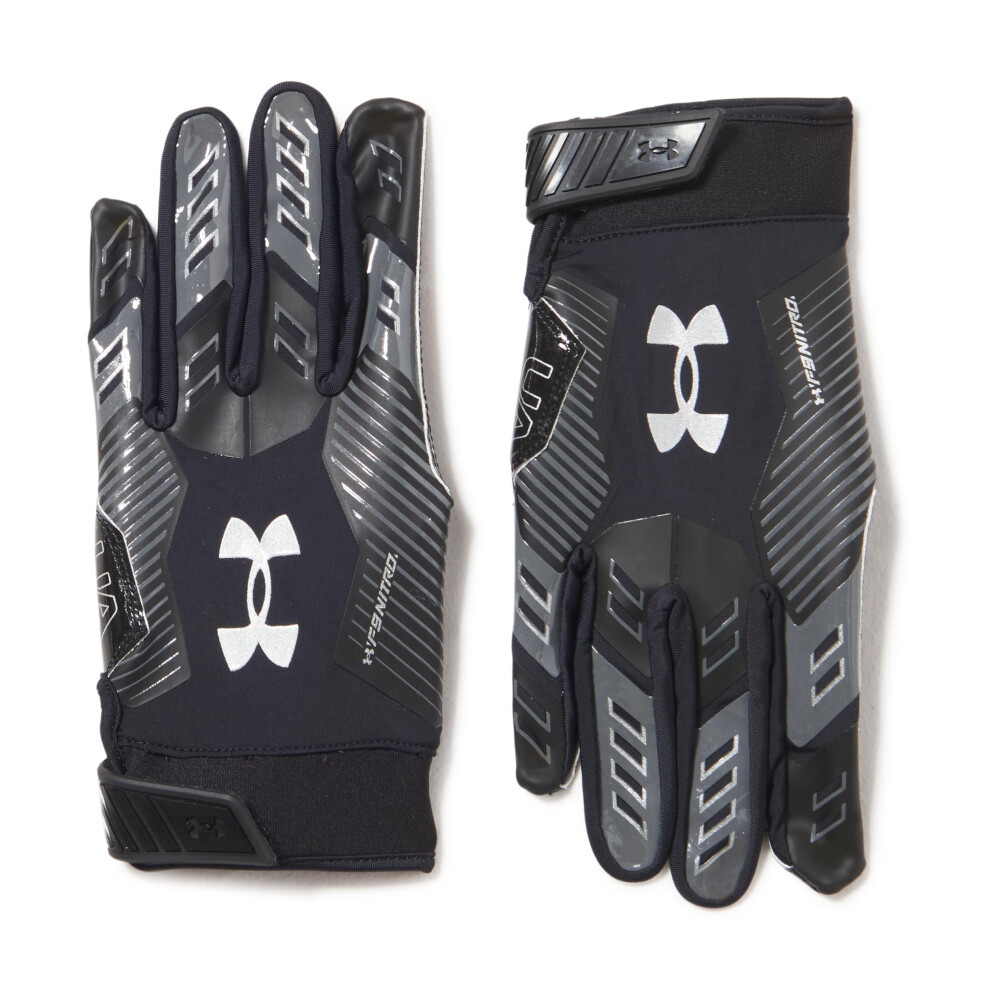 Under Armour Men's F9 Nitro Football Gloves (001) Black/Castlerock/Metallic Silver Small