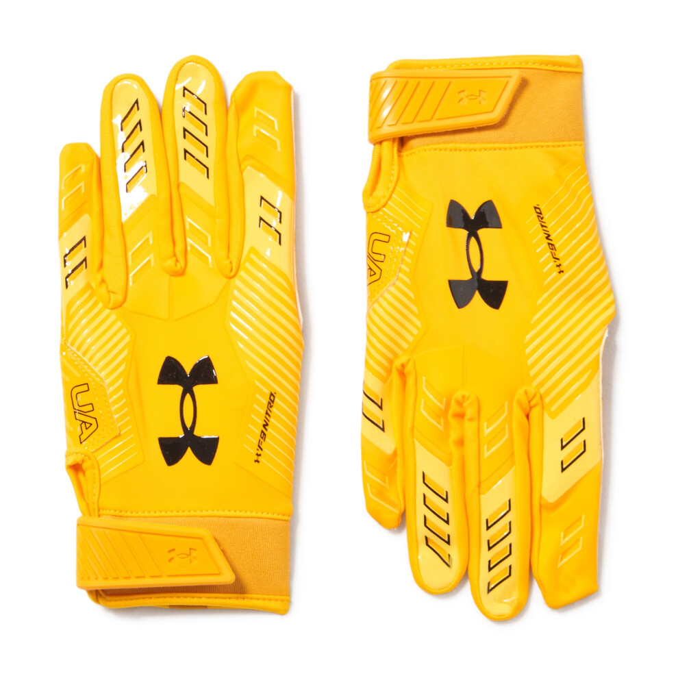 Under Armour Men's F9 Nitro Football Gloves (750) Steeltown Gold/Taxi/Black Medium