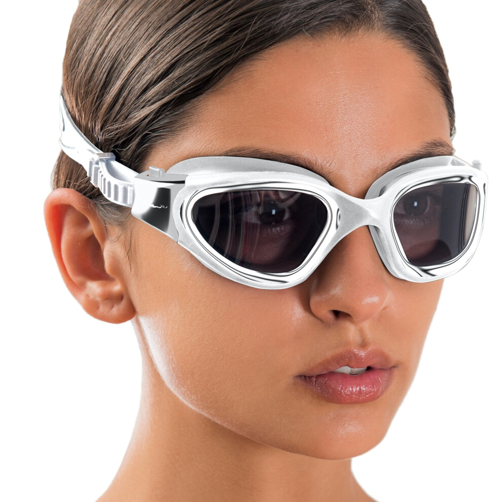 Photos - Swim Goggles AqtivAqua Swimming Goggles for Adult Men Women Kids 6-14 Youth Girls Boys Childrens DX-S (Metallic Silver, Silv