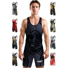 Exxact Sports Sublimated Heren Worstelen Singlet, High-Performance Powerlifting Singlet (AXL, Black Panther)