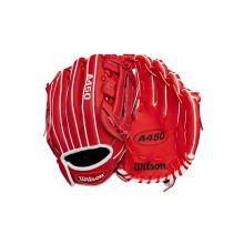 Wilson 2024 A450 11 Youth Infield Baseball Handske - H?jreh?ndskast r?d/hvid