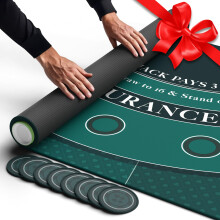 Newverest Blackjack Mat 70x 35 Blackjack Table Top for Home Game Nights with Friends Black Jack Casino Table Topper Poker Mat Layout in Zipper