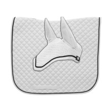 Equinavia Voss Dressur-Schabracke und gehkelte Haube im Set  Wei/Schwarz  Pferd