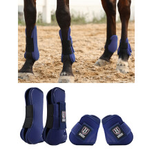Harrison Howard Pferde-Sehnengamaschen vorne offen/Streichkappe für Pferd, Schutzgamaschen für Springen, Trail-Reiten, 4er-Set, Marineblau, L