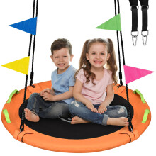 HeyZoo boomschommel schotelschommel 40 inch voor kinderen 900 lbs gewichtscapaciteit met verstelbare ophangriemen voor achtertuin en buitenspeeltuin