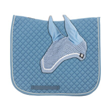 Equinavia Voss Dressage Saddle Pad and Crocheted Bonnet Set Forever Blue Horse