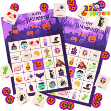 JOYIN 32 spelare Halloween Bingo Kortspel Barn Bingo Kort Set fr Halloween Festspel Stor grupp Familjeaktiviteter Skola Klassrum Festtillbehr