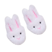 Chaussons Lapin Fluffy pour Poupées de 18" avec Oreilles et Nez Brodé, Blanc