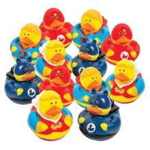 Fun Express Canards en caoutchouc super-hros (1 dz) Cadeaux de fte sur le thme des super-hros Jouets de personnage Canards en caoutchouc - Mu