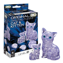 Bepuzzled eredeti 3D kristlyos puzzle - Cat & Kitten Clear - Szrakoztat, de kihvsokkal teli fejtro, amely prbra teszi kpessgeit s kpzeloe