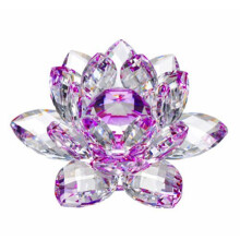 Amlong Crystal Hue Reflection Crystal Lotus Flower with Gift Box, Purple, 4 Inch