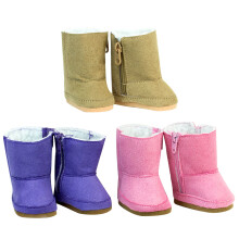 Pack de Chaussures pour Poupée de 18 Pouces : 3 Paires de Bottes Tan, Rose et Violet