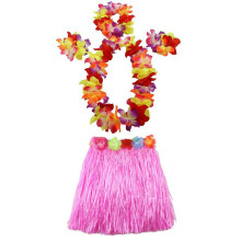 1 set da 40 cm per bambini abito hawaii gonna di erba hula - gonna hawaii addensato a doppio strato per decorazioni per feste luau forniture rosa