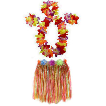 1 set 40 cm Barnfest Hawaii-klnning Hula Grass-kjol - dubbla lager frtjockad Hawaii-kjol fr Luau Festdekorationer Tillbehr Flerfrgad