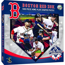 MLB Boston Red Sox Unisex 500 Piece Home Plate Shaped Jigsaw Puzzle Red 500-Piece