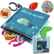 Fisk Babybog 0-6 m?neder Touch Feel Cloth Crinkle B?ger til babyer Sp?db?rn Babyleget?j 6-12 m?neder L?ring Uddannelse Bl?dt sansespejl Leget?j B