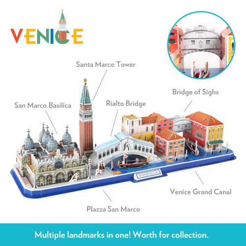 CubicFun 3D Puzzle για Ενήλικες & Παιδιά, Μοντέλο Βενετίας, Σαν Μάρκο, Ριάλτο 1