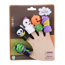 5 Marionnettes Doigt Halloween Sorcière, Fantôme, Faucheuse, Monstre Vert, Citrouille
