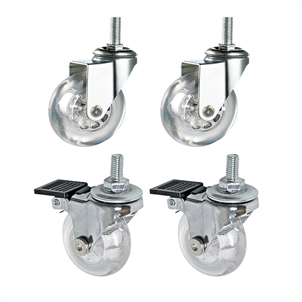 Caster 2/3 Inch, Transparent PU Universal Wheels M8 x 15 mm Threaded Shaft for Industrial Carts and Workbenches-image-OPC-PJYGC8Z-NEW