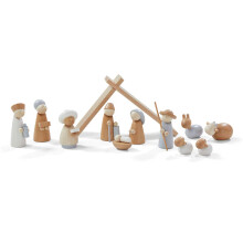 HABA Crche de Nol en Bois pour crche de Souvenirs Familiaux et crche pour Enfants en Couleurs Naturelles, 13 pices en Bois de htre Robuste,