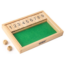 GSE Games & Sports Expert Wooden Shut The Box 9 Numbers Dice Game Board with 2 Wooden Dice Classic Tabletop Version of The Popular English Pub Game