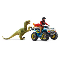 Schleich Dinosaurs Dinosaurier-Spielzeugset fr Jungen und Mdchen, Quad Escape from Velociraptor-Set mit ATV-Truck, ab 4 Jahren