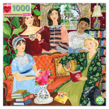 eeBoo: Piece and Love Jane Austen's Book Club Vierkante puzzel voor volwassenen, 1000 stukjes, puzzel voor volwassenen en gezinnen, inclusief glanzen