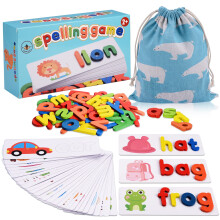 BEESTECH Alphabet ABC L?ring P?dagogisk leget?j til 2 3 4 5 ?r gamle drenge piger tr?puslespil flashkort f?rskole aktivitet Bogstav matchende spi