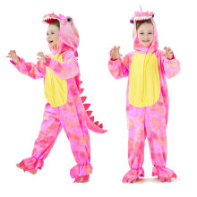 Costume de dinosaure T-Rex pour enfant - Jumpsuit à capuche (L/120 5-6 ans, Fuchsia)