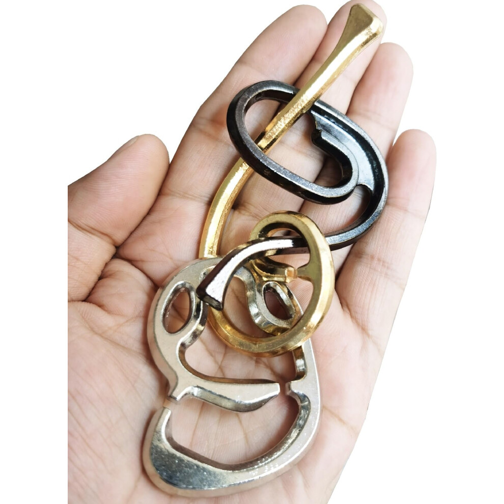 Cast Metal Brain Teaser Puzzle Metal Puzzle Brain teaser Exploration and Thinking Toy Intellectual Teaching Two Rings GINFH-image-OPC-PJYGDV6-NEW