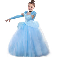 JWZWJ Fantasia Cinderela Princesa Vestido Fantasia Manga Sopro Halloween Birthady Party Cosplay para meninas 2-11T