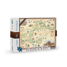 Badlands National Park kaart legpuzzel - 1000 stukjes handgetekende illustraties Educatieve familiepuzzel inclusief poster - 19,8 x 26,4