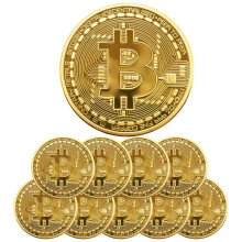 Natureway 10 pezzi monete bitcoin monete 24k oro oro 3 mm di criptovaluta da 3 mm da 3 mm oggetti da collezione con arredamento a blockchain per la c