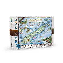 Isle Royale National Park kaart kartonnen puzzel - 1000 stukjes met de hand ge?lustreerd - educatieve gezinsactiviteit vanaf 7 jaar inclusief poster