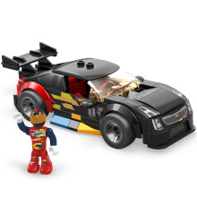 MEGA Hot Wheels Juguete de Construcción, 16 Cadillac ATS-V, 90 Piezas, 1 Figura Micro, Negro, Niños 5+ Años