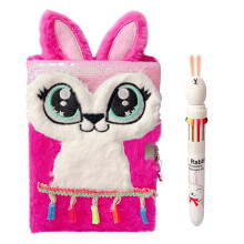 Luolizon Plush Bunny Dagbog til piger med ls og 2 ngler A5-strrelse Kids Journal Secret Notebook Gavest med flerfarvet pen til skrivning og t