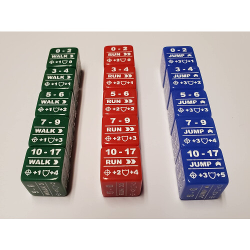 15x Battletech Movement Terninger/farvekodede Walk Run Jump Movement Modifier terninger 2