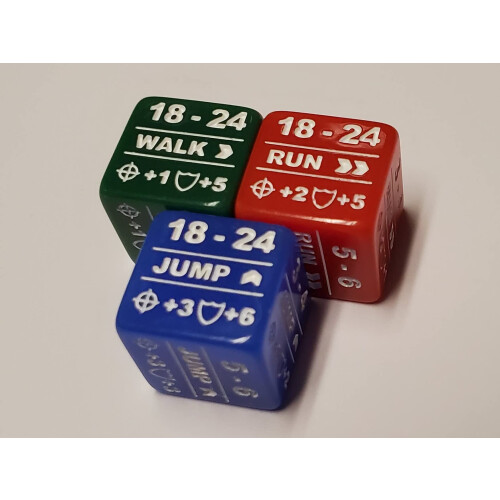 15x Battletech Movement Terninger/farvekodede Walk Run Jump Movement Modifier terninger 1