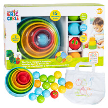 Kids Preferred World of Eric Carle Il bruco molto affamato di legno e ciotole e palline in legno - giocattolo educativo in legno con 5 ciotole e 15 p