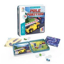 Gra podróżna SmartGames Pole Position z metalowym pudełkiem z 48 wyzwaniami dla osób w wieku 7 lat – dla dorosłych