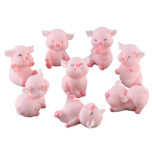 8Pcs Mini Pig Figurines Cake Cupcake Topper