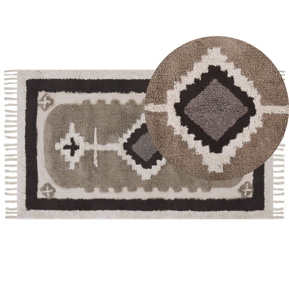 Rug GEYVE Beige 80 x 150 cm Cotton