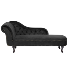 Left-Hand Chaise Longue NIMES Velvet Black