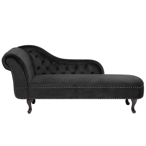 Beliani Left-Hand Chaise Longue NIMES Velvet Black