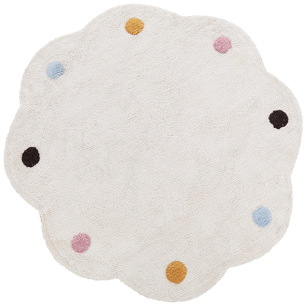 Kids Rug DUREVI Light Beige ø 120 cm Cotton