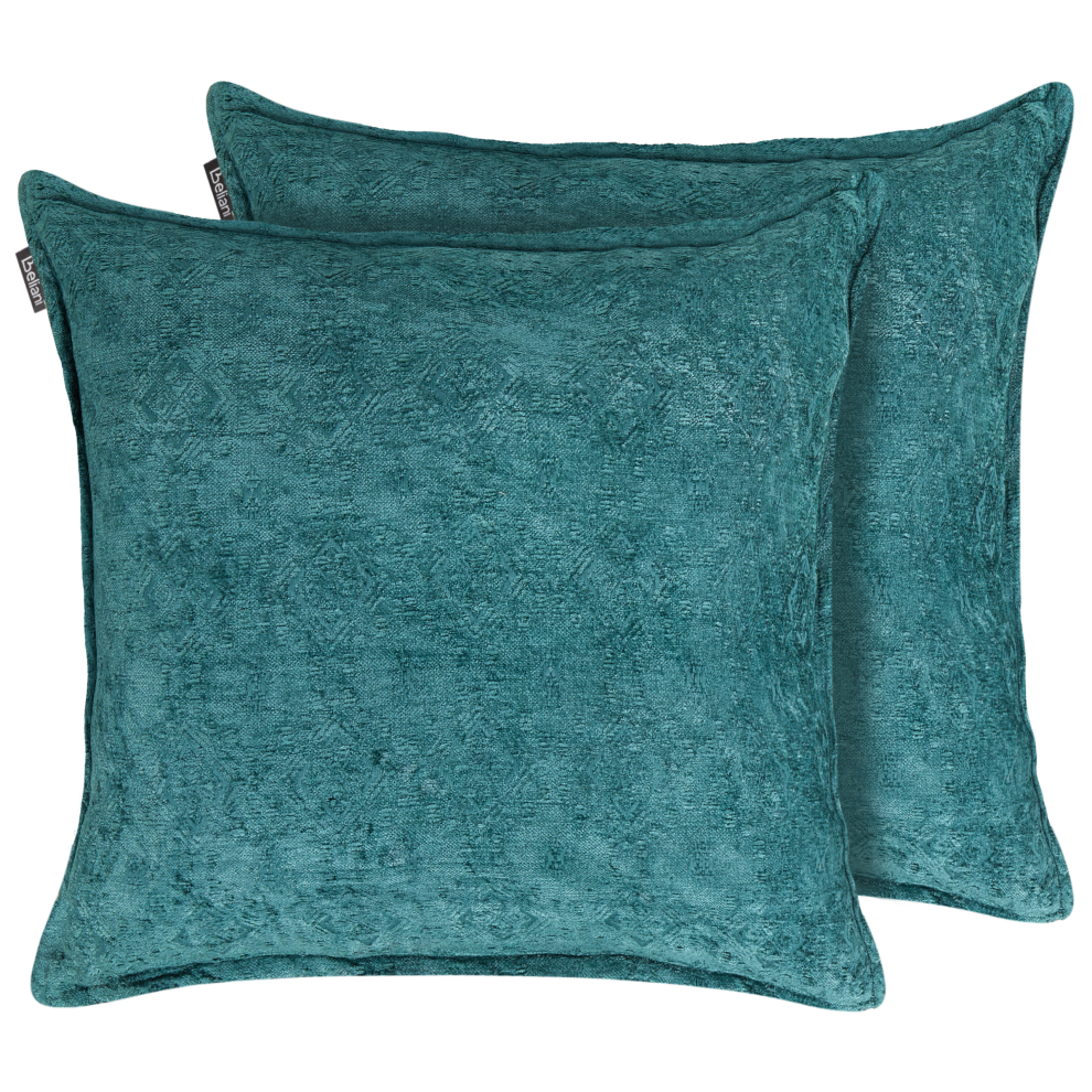 Set of 2 Decorative Cushions VERPIS Cotton 50 x 50 cm Teal Solid