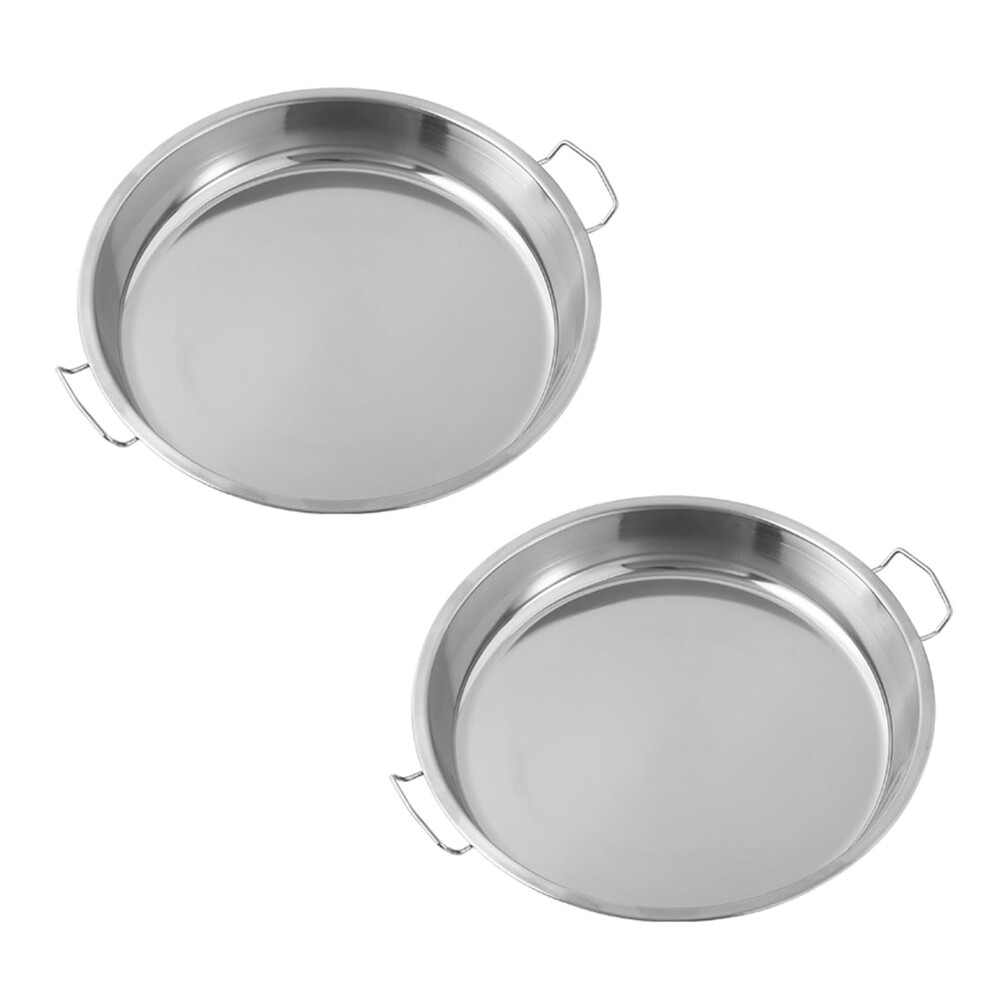 Chinese Liangpi Pans Set of 2 Round Stainless Steel Steam Plates 24cm Dishwasher Safe with Ears for Cooking Liangpi-image-OPC-PJYGPVC-NEW
