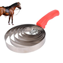 Metal Curry Comb with Double-Sided Heel, Ergonomic Spring Steel Scraper Brush for Horse and Sheep Grooming Supplies